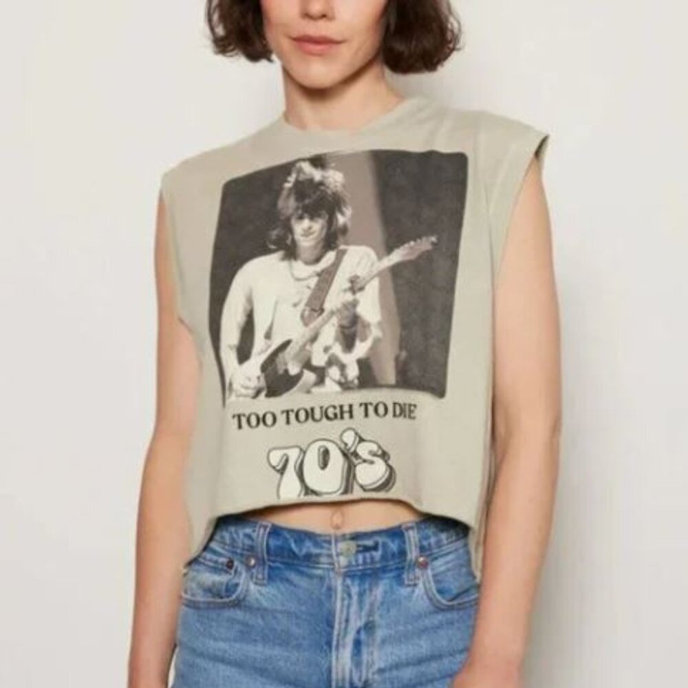 NWT PEOPLE OF LEISURE Organic Cotton Rolling Stones Too Tough To Die Tank